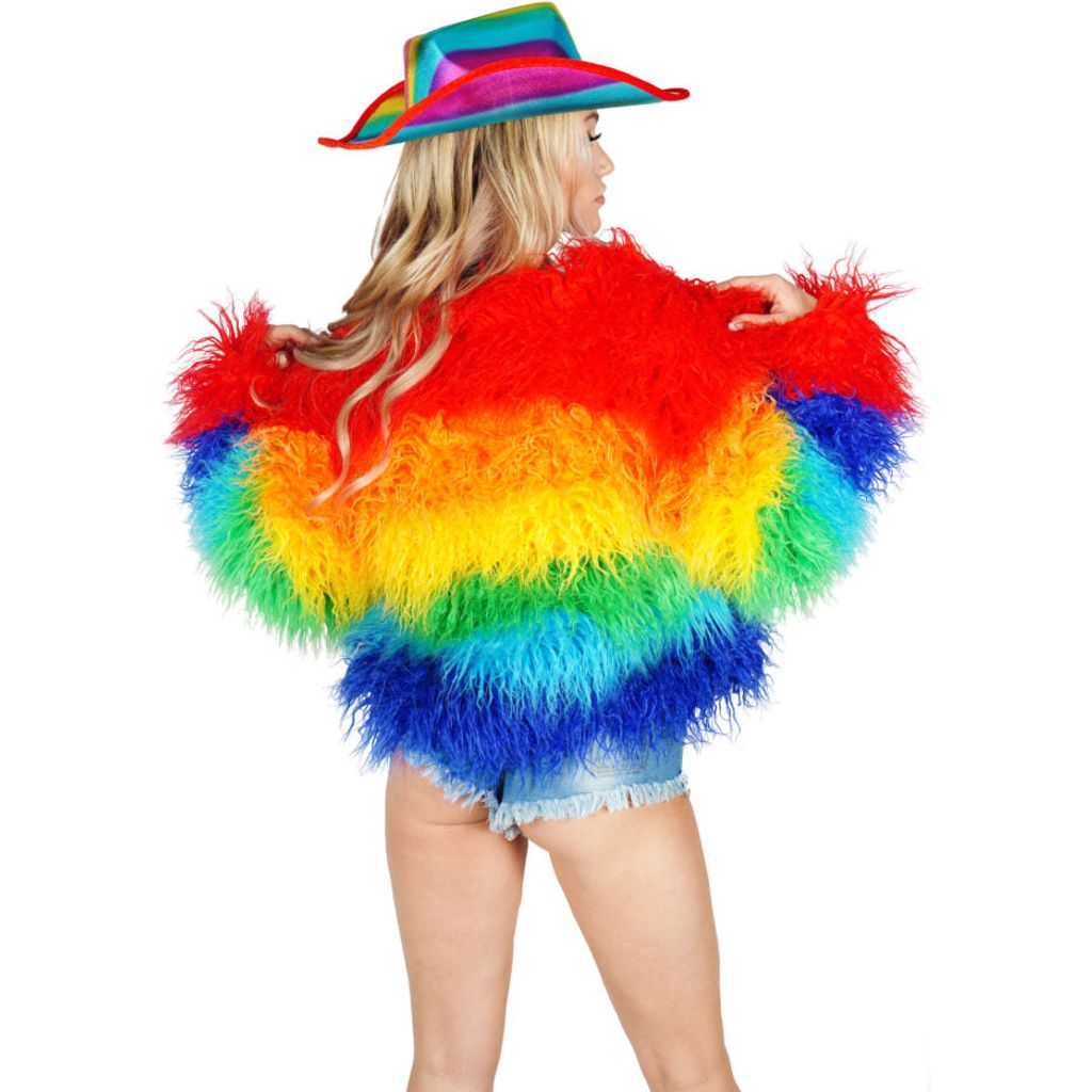 Faux Fur Rainbow Coat