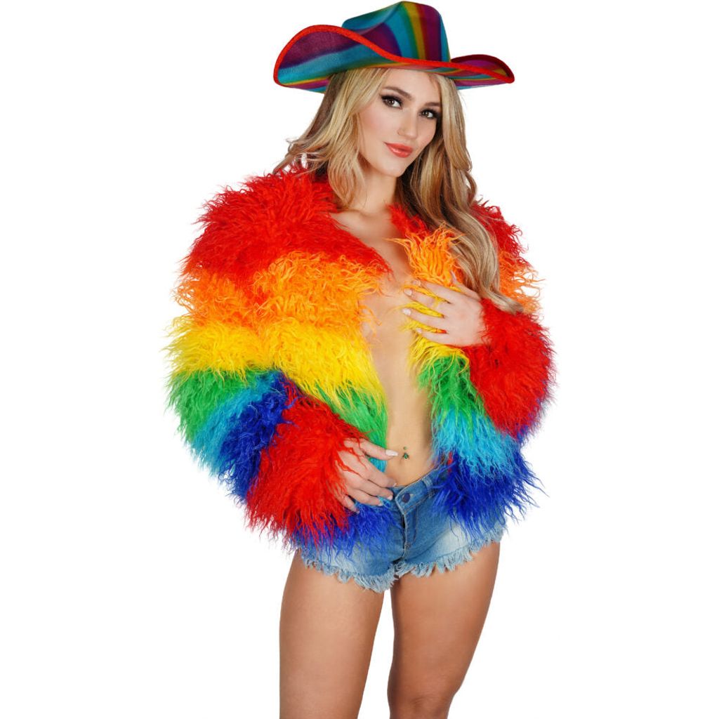 Faux Fur Rainbow Coat