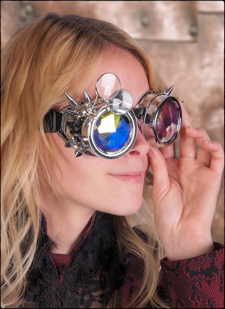 Silver Steampunk Spike Goggles