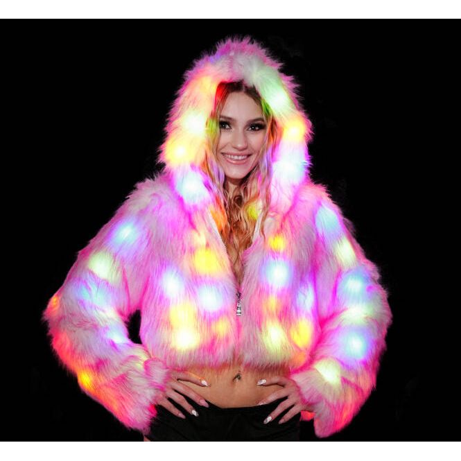 LED Faux Fur Coat